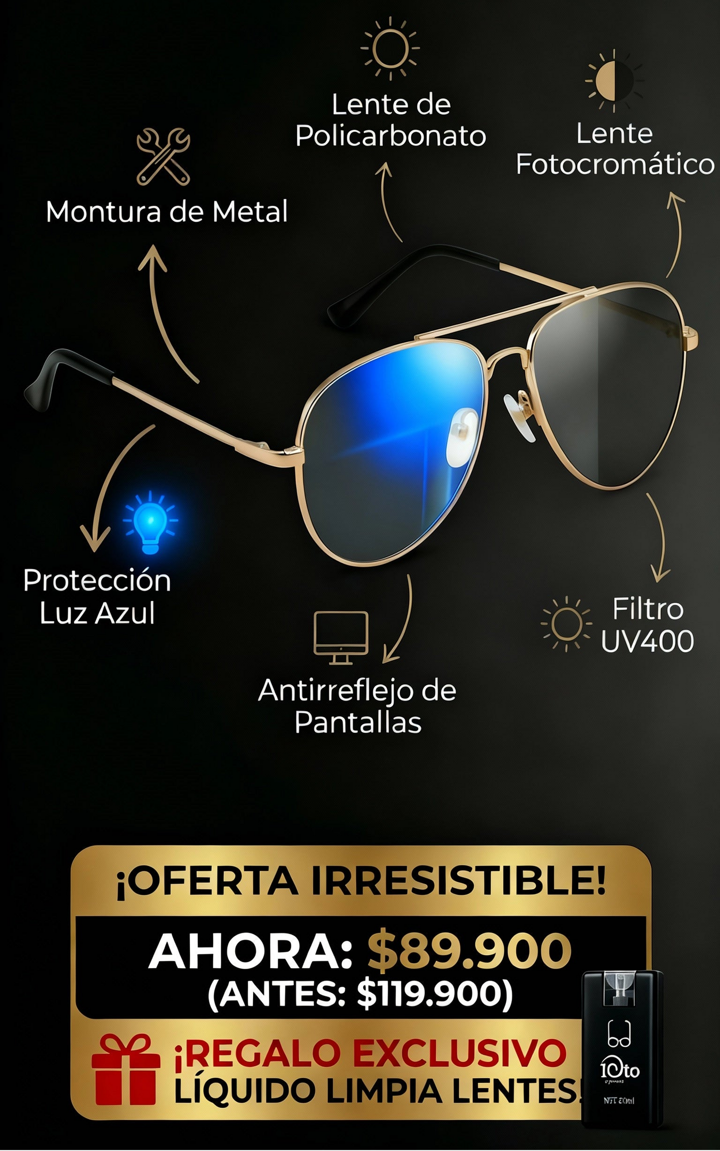 GAFAS AVIATOR | LENTE FOTOCROMÁTICO UV400